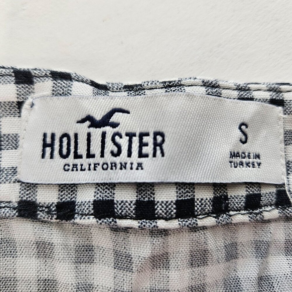 Hollister Womens Skort Skirt Short S Ultra High Rise Plaid Checkered Black White - Picture 2 of 10